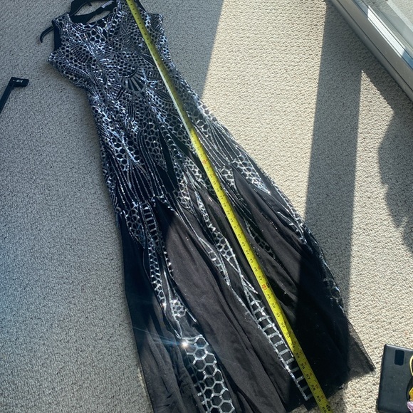 Calvin Klein NWT Exquisite SILVER Sequin Mermaid Ball Gown Dress 4 sparkle bling - Picture 10 of 13